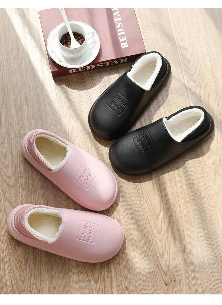 Pink Cotton Slippers for Men Women Autumn Winter Warm Thick Soles — feature 15
