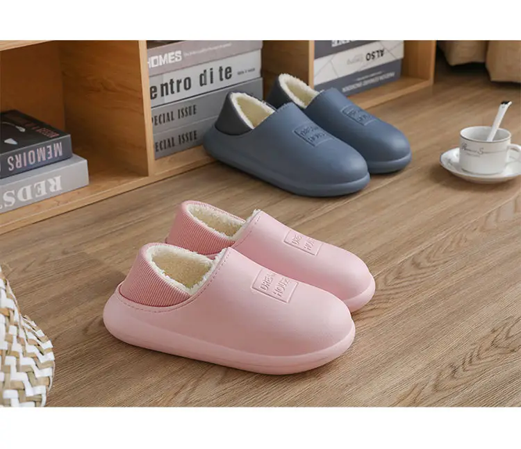Pink Cotton Slippers for Men Women Autumn Winter Warm Thick Soles — feature 16