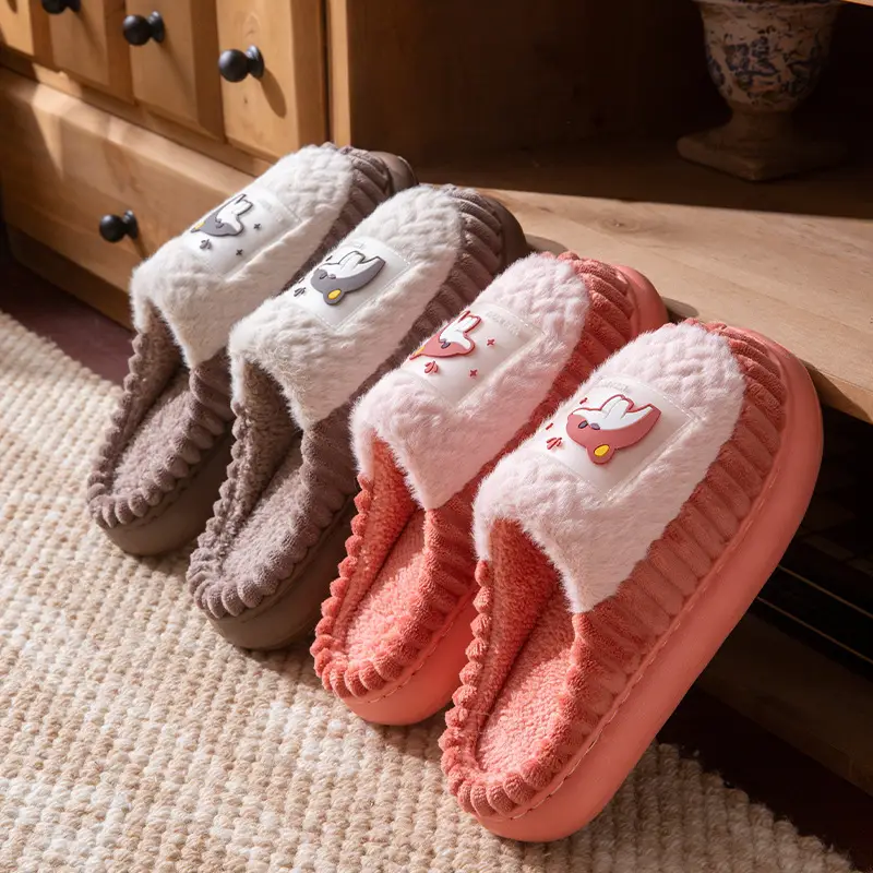 Cotton Slippers for Women Winter New Home Indoor Non-Slip Soft Thick-Soled Couple Home Fleece-Lined Warm Furry Slippers - Image 6