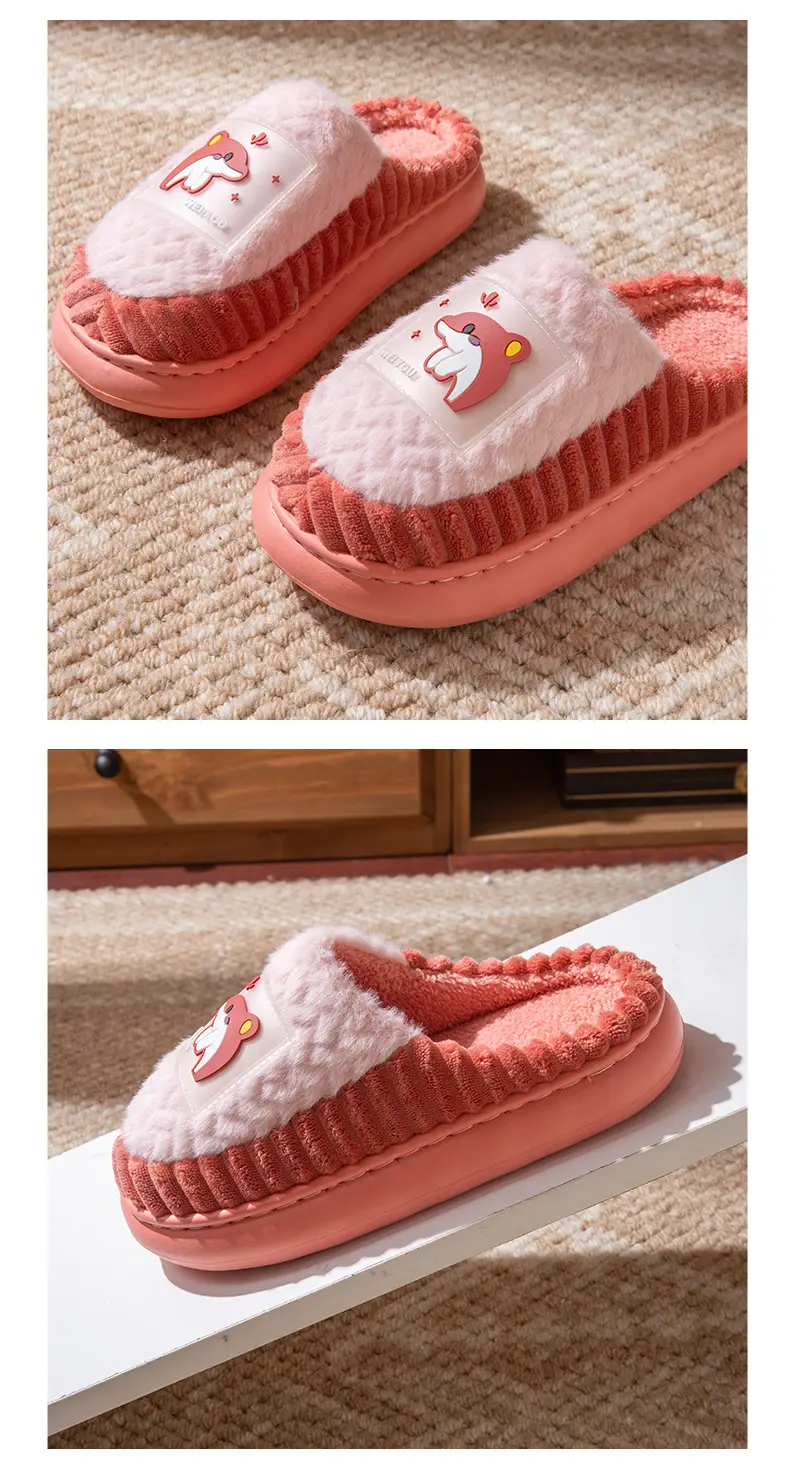 Cotton Slippers for Women Winter New Home Indoor Non-Slip Soft Thick-Soled Couple Home Fleece-Lined Warm Furry Slippers — feature 10