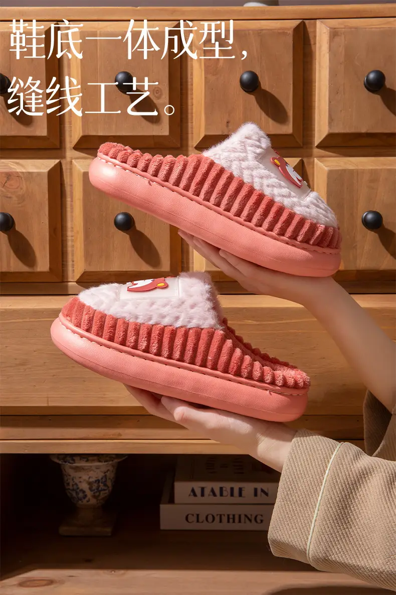Cotton Slippers for Women Winter New Home Indoor Non-Slip Soft Thick-Soled Couple Home Fleece-Lined Warm Furry Slippers — feature 6