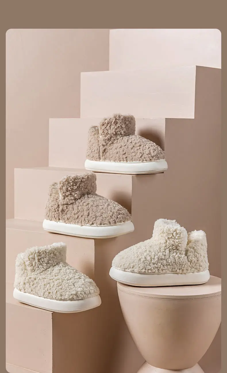 Warm Plush Cotton Slippers Women Winter Grey — feature 10
