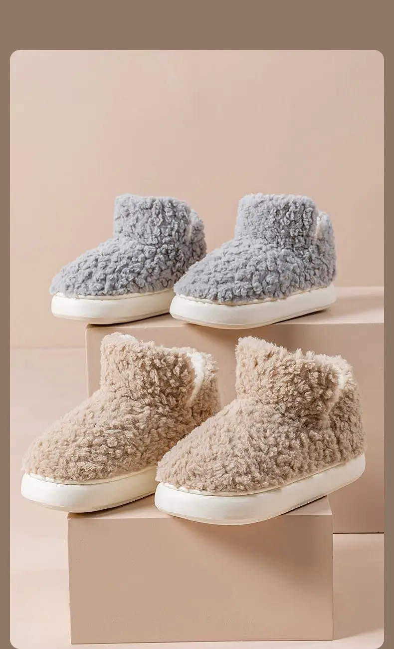 Warm Plush Cotton Slippers Women Winter Grey — feature 11