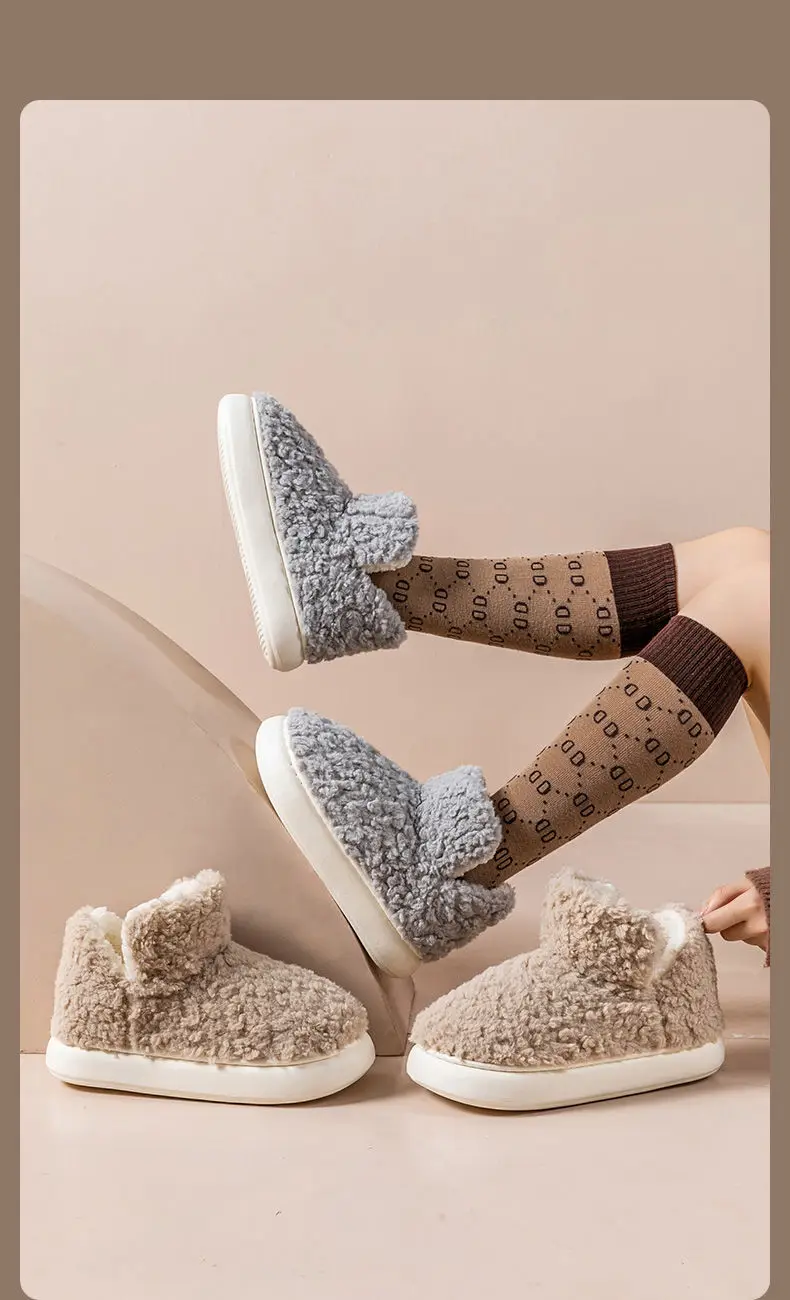 Warm Plush Cotton Slippers Women Winter Grey — feature 8