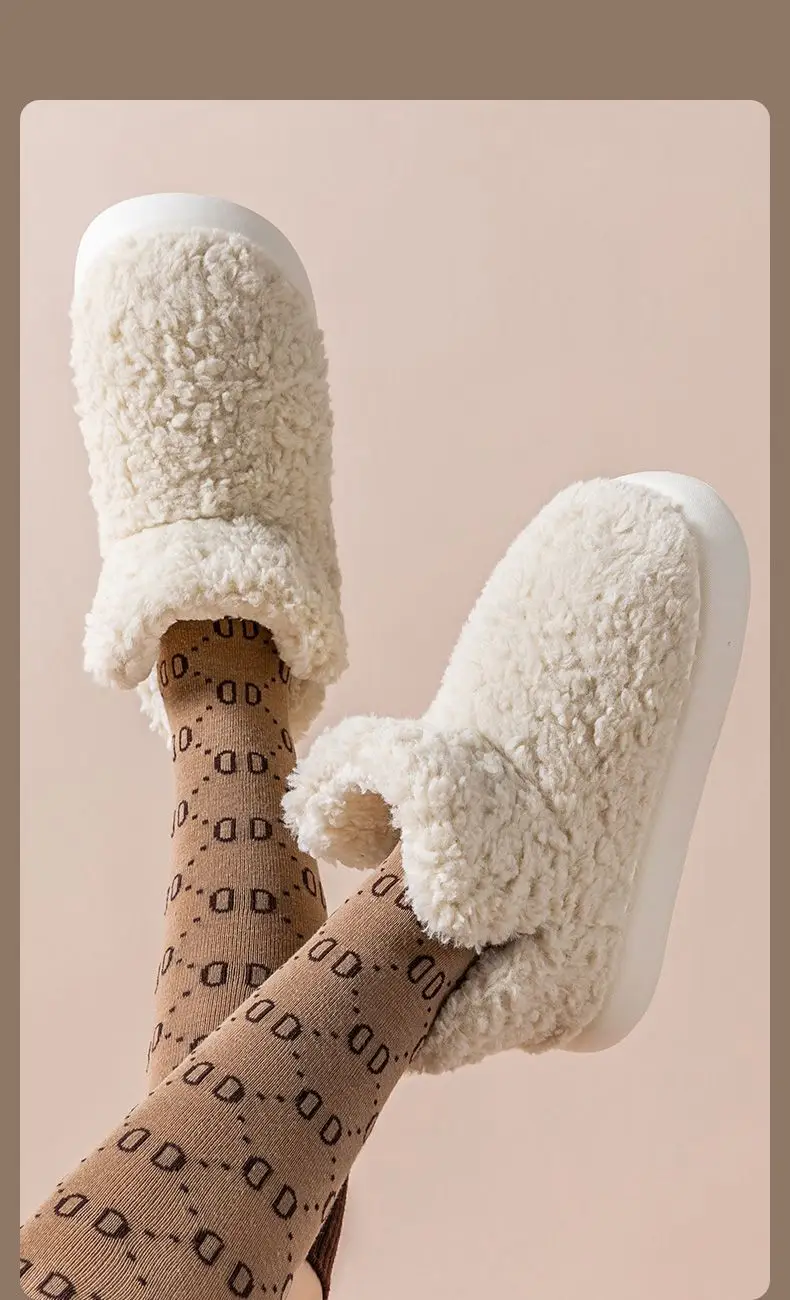 Warm Plush Cotton Slippers Women Winter Grey — feature 9