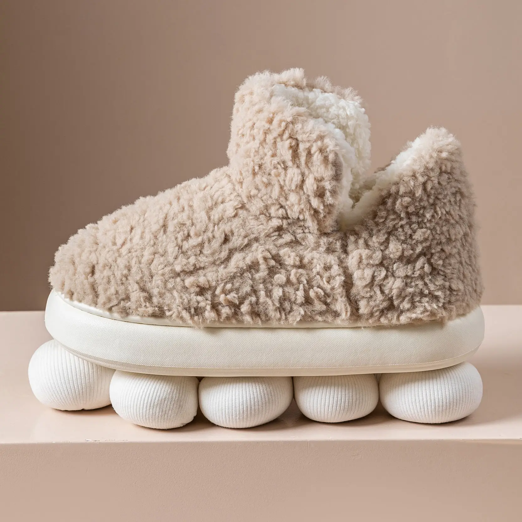 Warm Plush Cotton Slippers Women Winter Grey