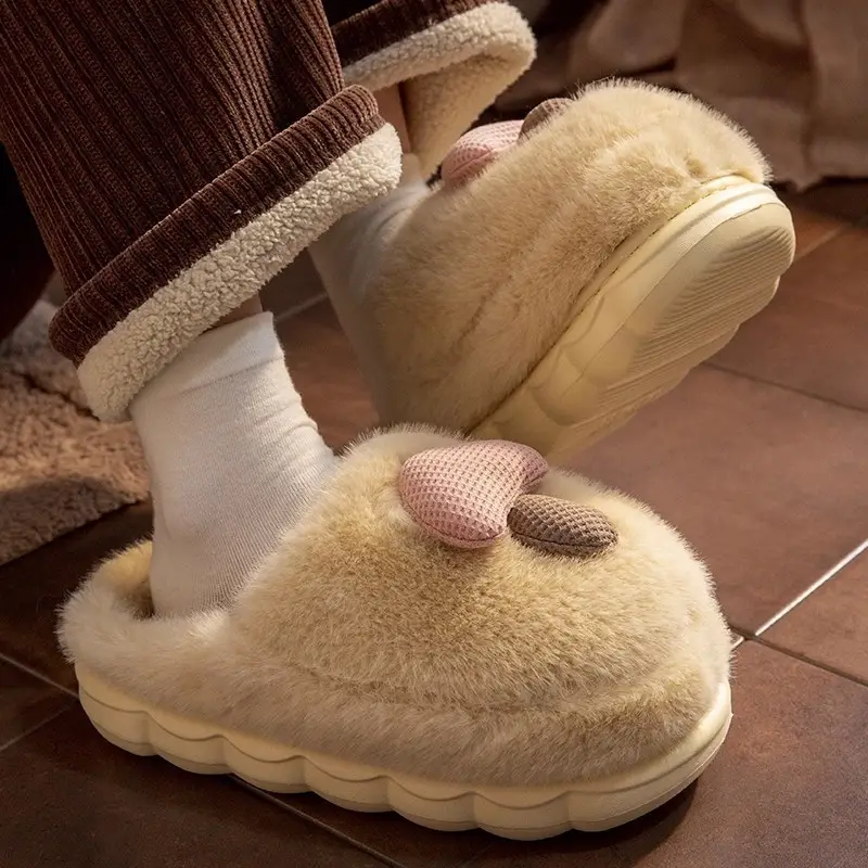 Women's Cotton Slippers for Autumn and Winter, New Style with Covered Heel, Indoor Thick-Soled Non-Slip Plush Warm Maternity Cotton Shoes - Image 6