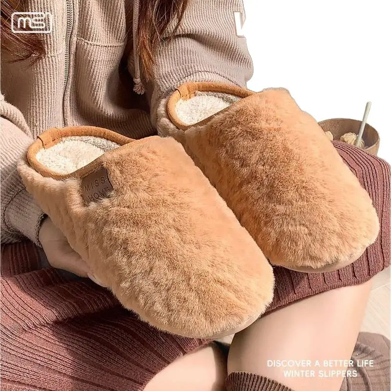 Winter Women's Fleece Lined Slippers Beige - Image 7