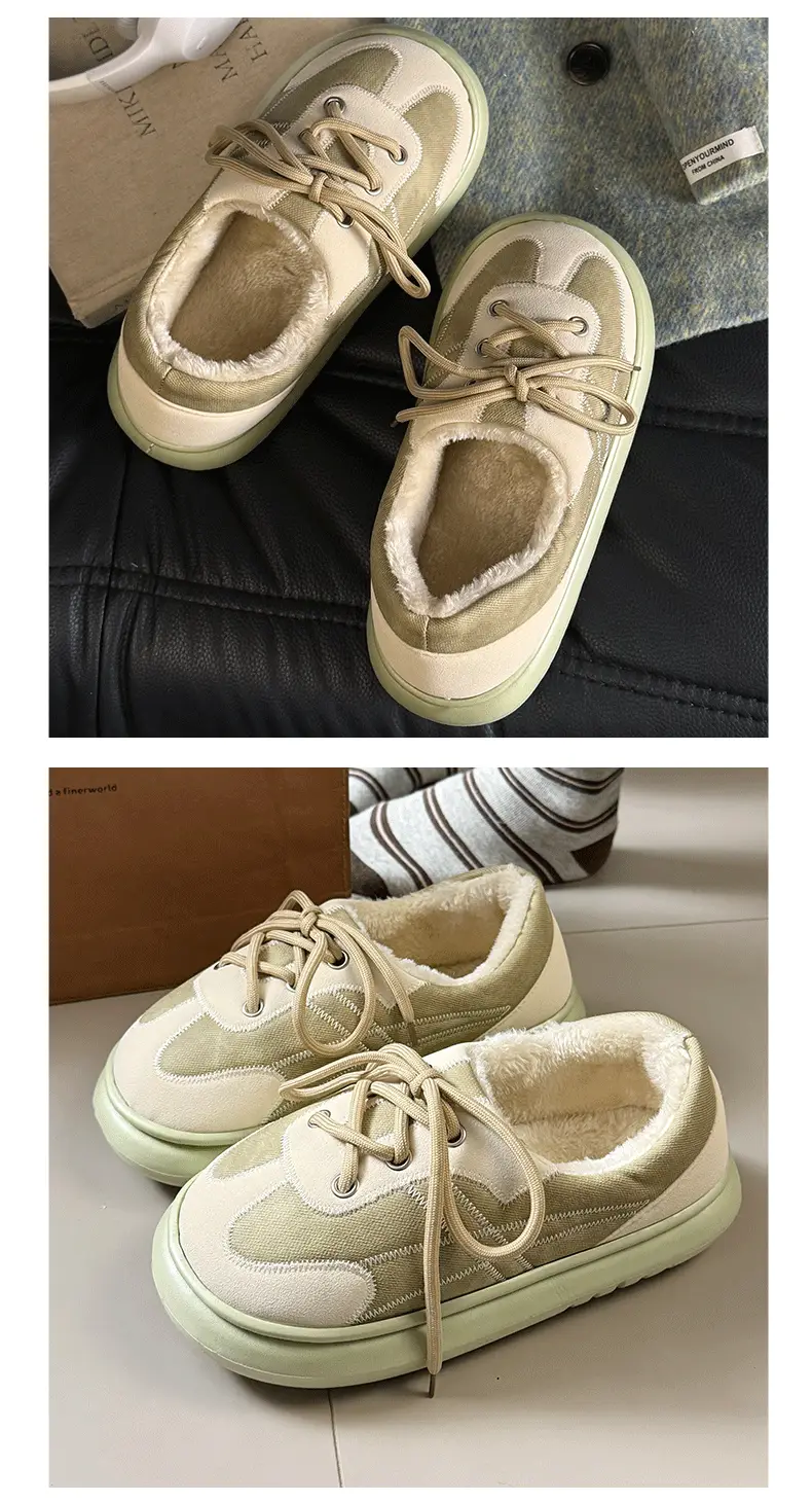 Women's Warm Fleece Lined Winter Sneakers Beige Brown — feature 9