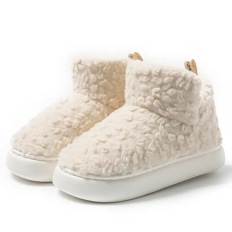 Stuffed Cotton Slippers for Women in Winter New Style Indoor Thick-Soled Bags for Couples Fleece-Lined Outer Snow Boots Warm Cotton Shoes for Men in Winter