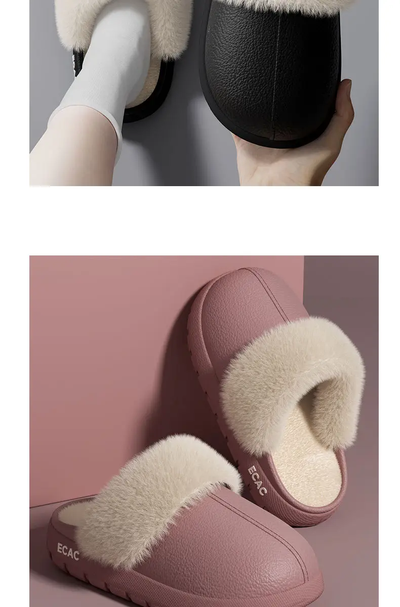Cotton Slippers for Women 2025 Winter New Indoor Home Non-Slip Slippers Warm Outer Wear Fleece-Lined Thickeneded Cotton Shoes for Men — feature 5
