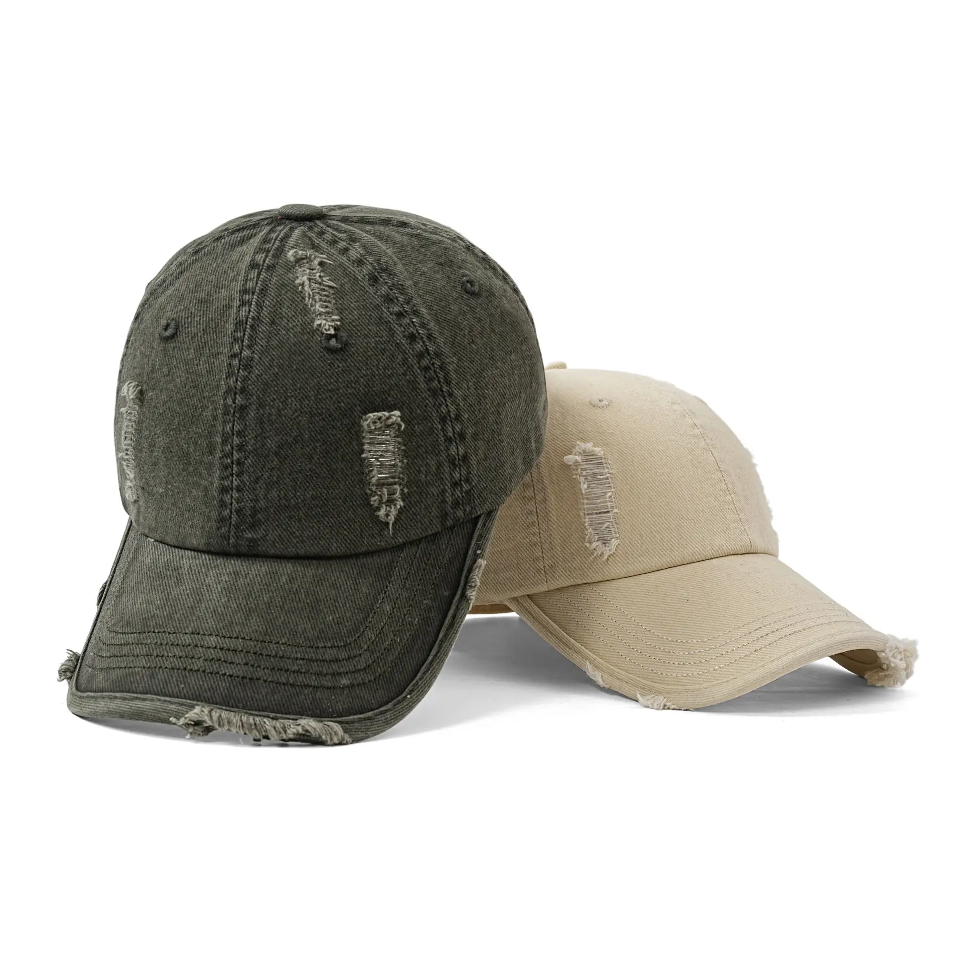 Men's Maroon Distressed Cotton Cap with Custom Logo - Image 8