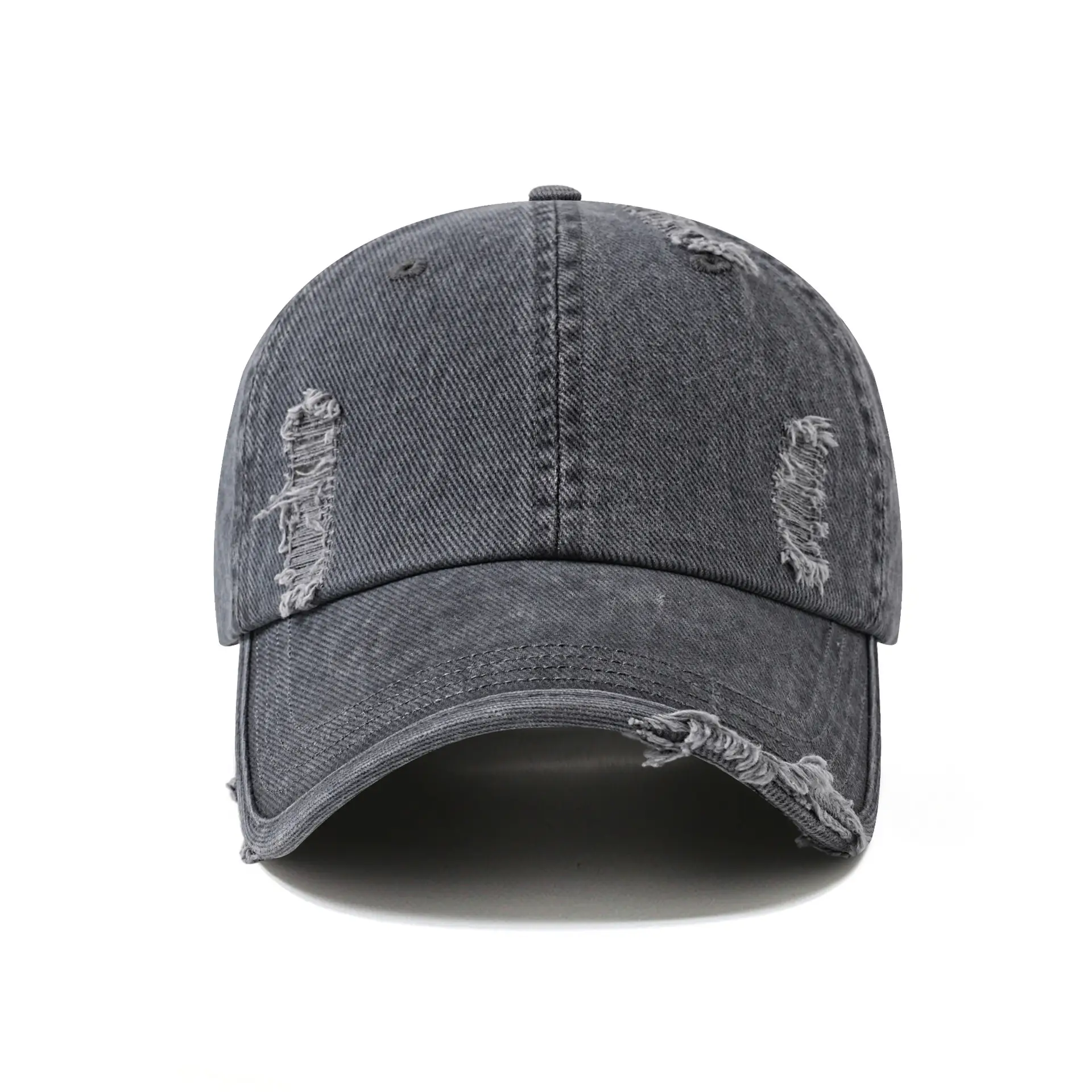 Men's Maroon Distressed Cotton Cap with Custom Logo - Image 9