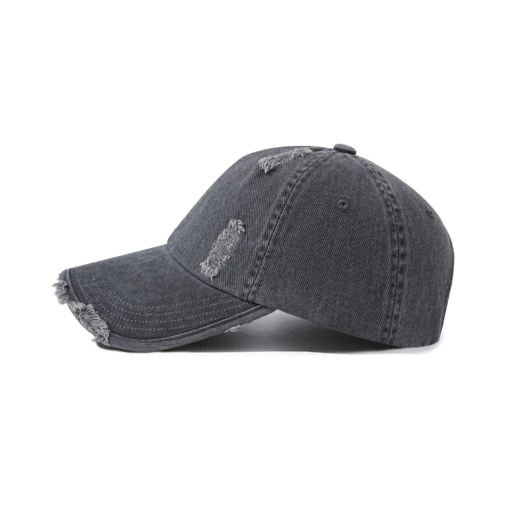 Men's Maroon Distressed Cotton Cap with Custom Logo - Image 10