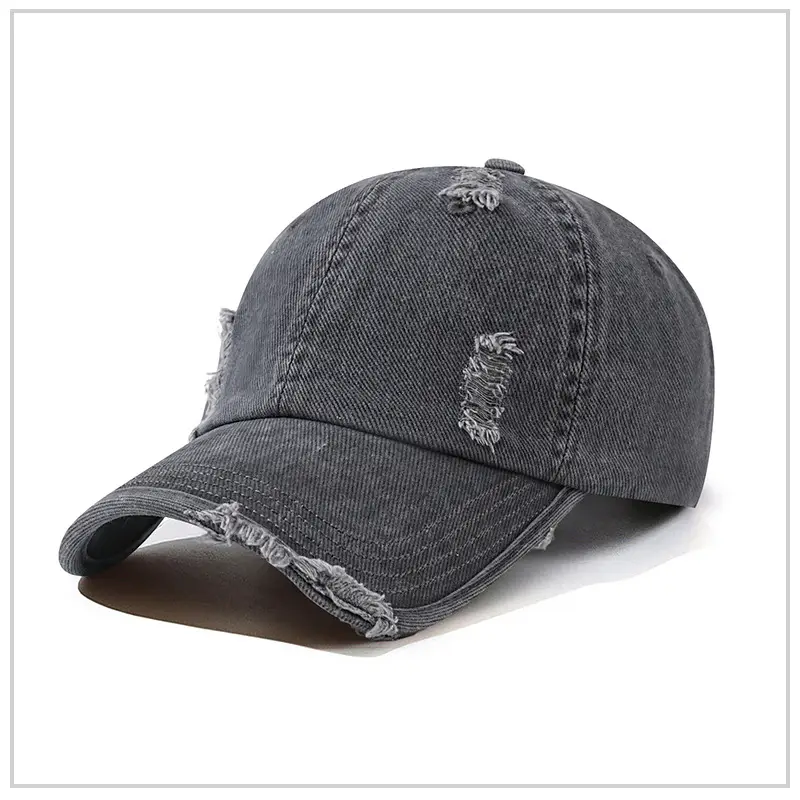 Men's Maroon Distressed Cotton Cap with Custom Logo - Image 2