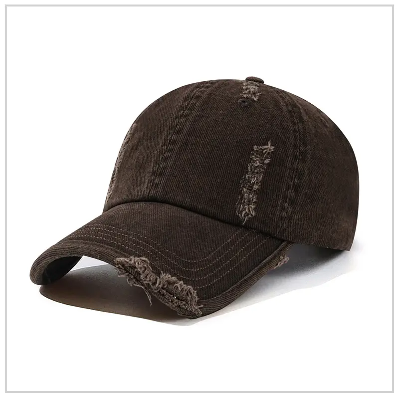 Men's Maroon Distressed Cotton Cap with Custom Logo - Image 4