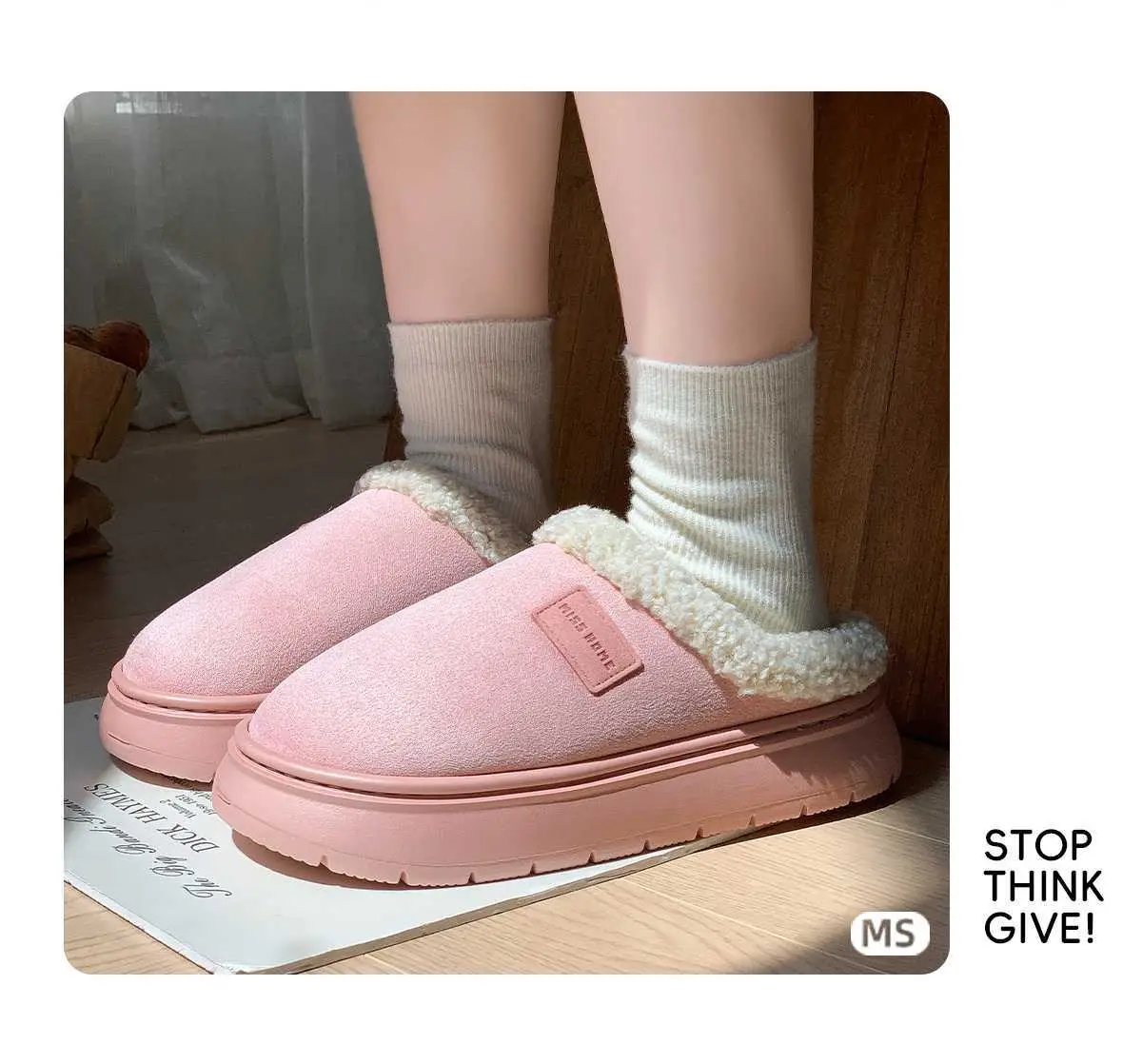 2025 Plush Non-Slip Cotton Slippers Grey — feature 8