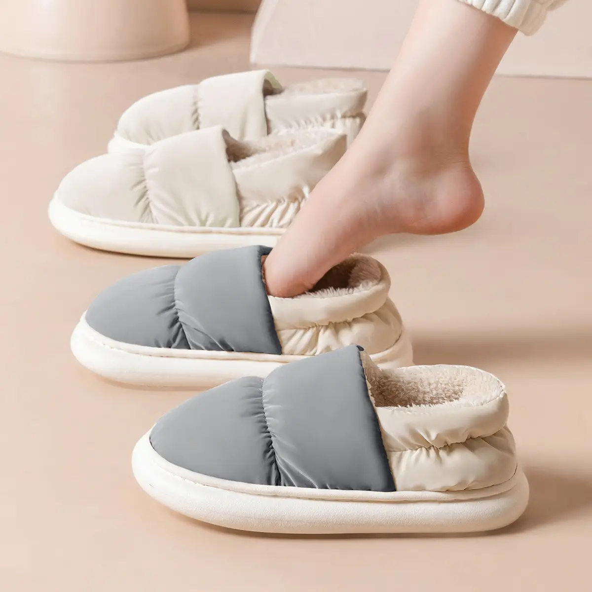 Waterproof Cotton Slippers for Women with Heel 2025 New Indoor Home Warm Cotton Shoes Plus Plush Slippers for Men in Autumn and Winter - Image 7