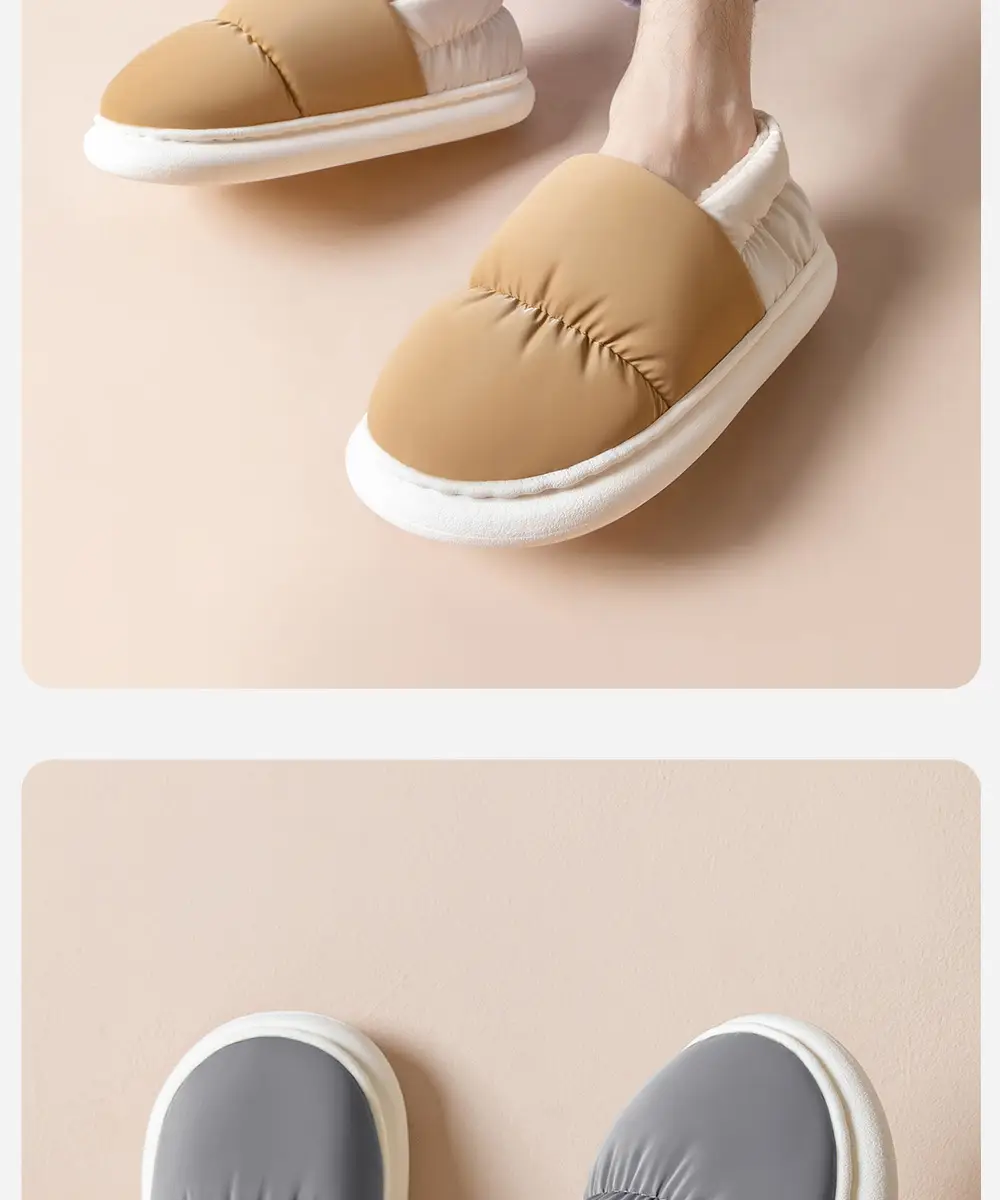 Waterproof Cotton Slippers for Women with Heel 2025 New Indoor Home Warm Cotton Shoes Plus Plush Slippers for Men in Autumn and Winter — feature 17