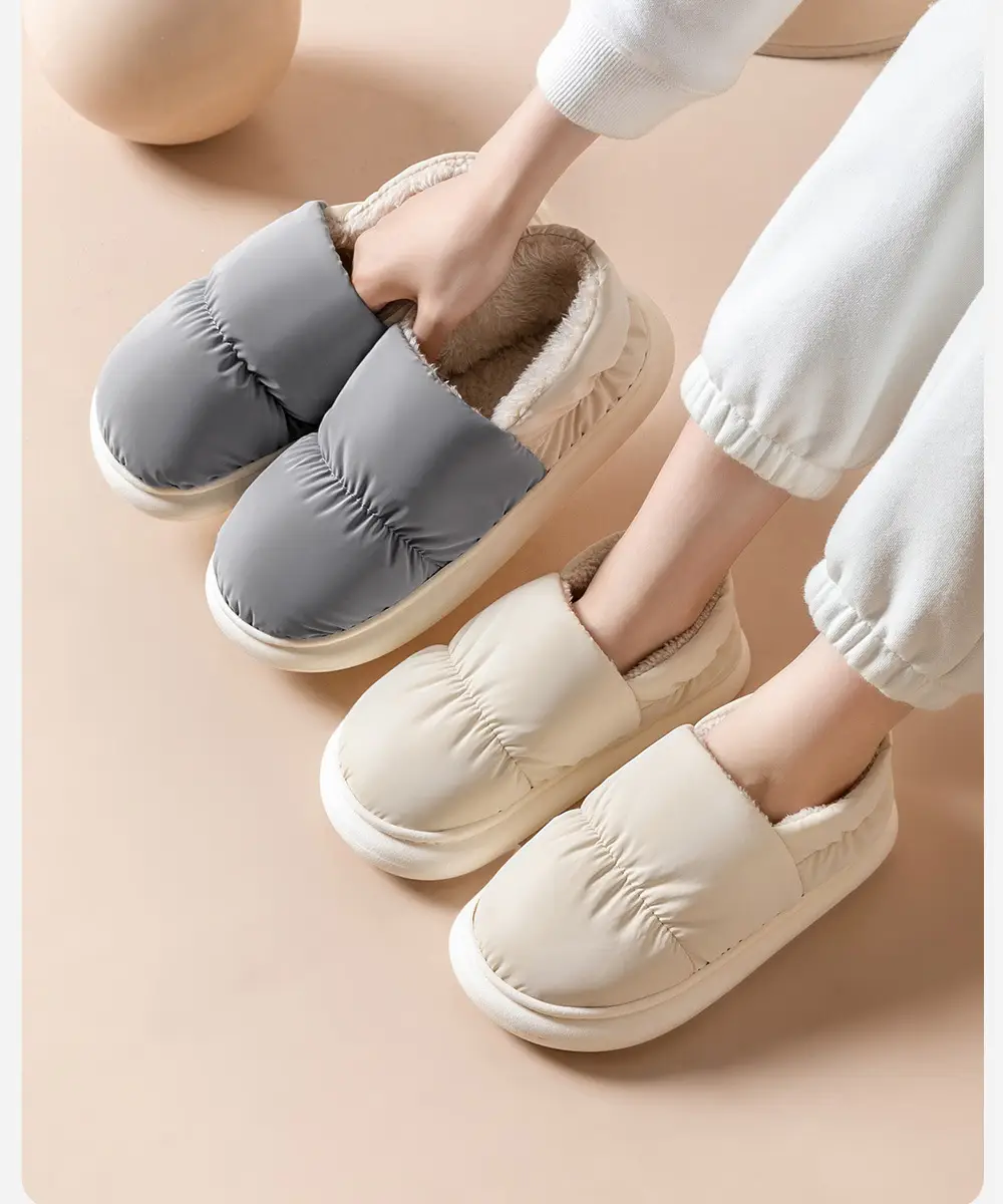 Waterproof Cotton Slippers for Women with Heel 2025 New Indoor Home Warm Cotton Shoes Plus Plush Slippers for Men in Autumn and Winter — feature 19
