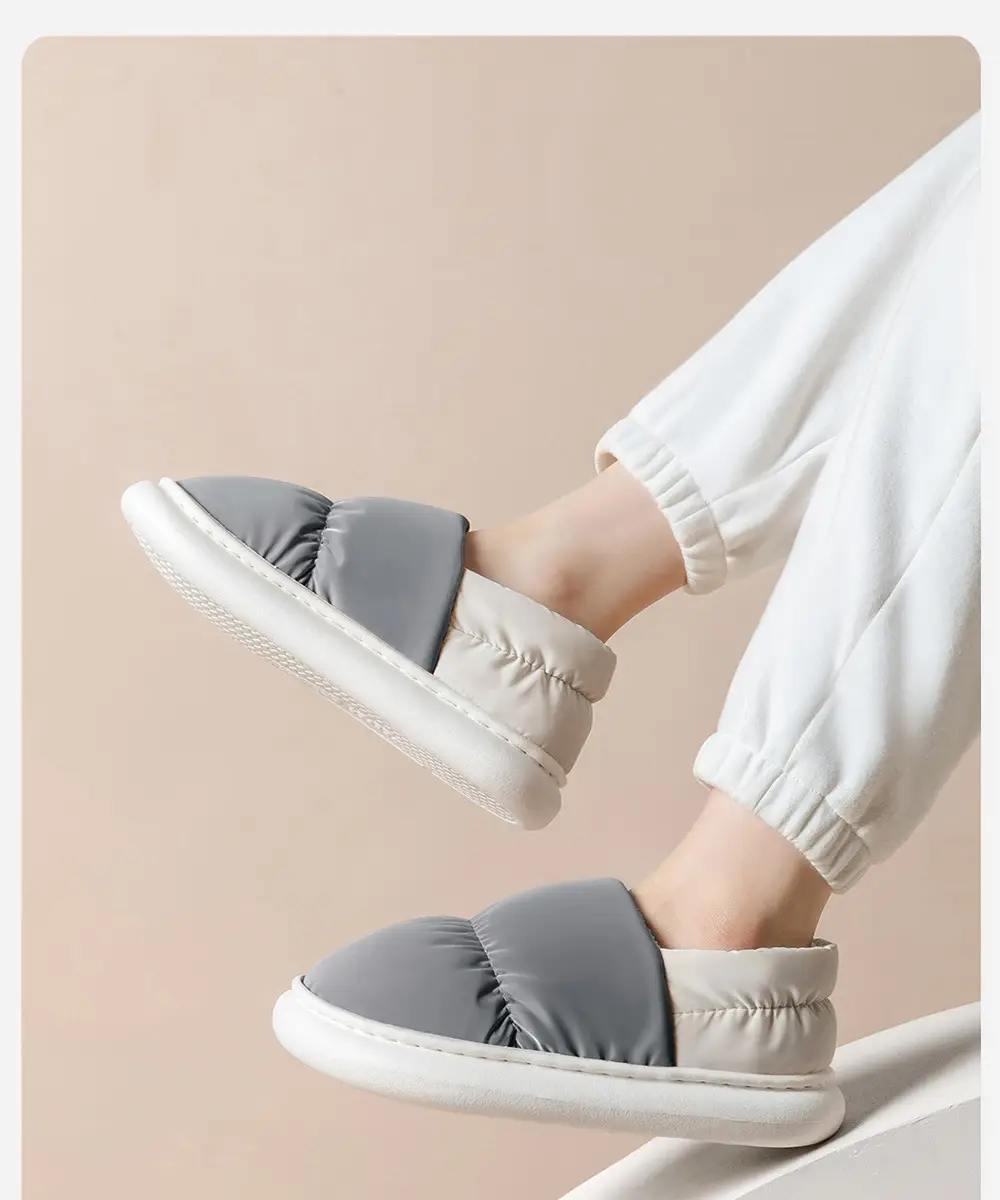 Waterproof Cotton Slippers for Women with Heel 2025 New Indoor Home Warm Cotton Shoes Plus Plush Slippers for Men in Autumn and Winter — feature 9