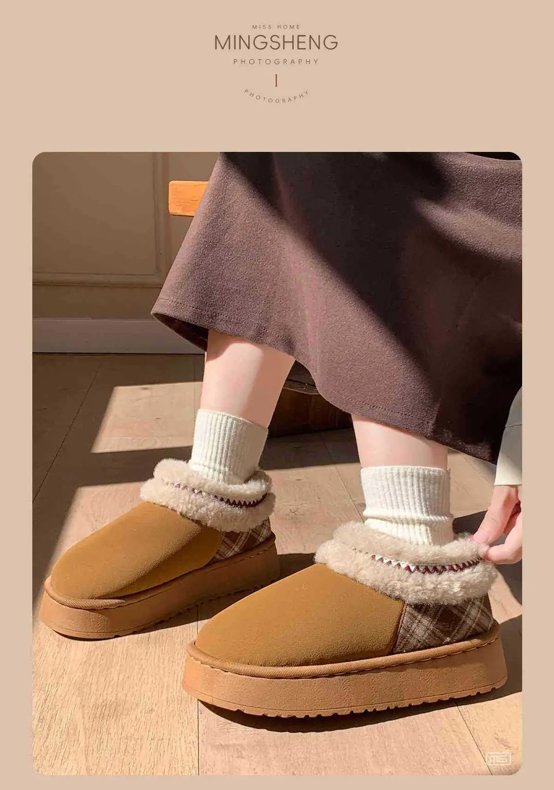 Ethnic Style 2025 New Warm and Comfortable Plush Women's Shoes for Home and Outdoor Wear, Wholesale Non-Slip Cotton Slippers for Women — feature 6