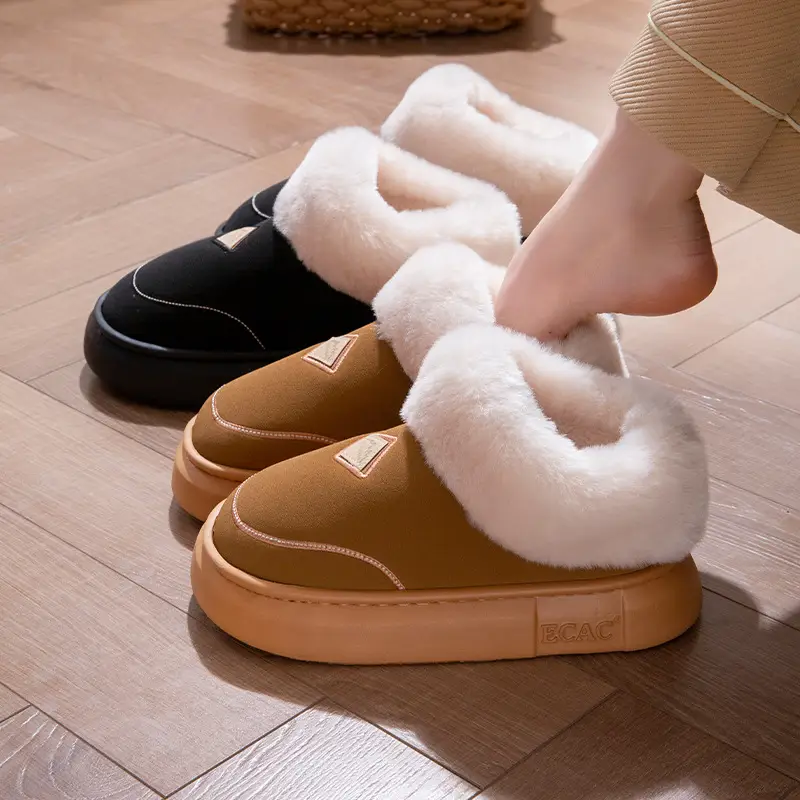 Thick-Soled Cotton Slippers for Women 2025 New Autumn and Winter Home High-Top Warm Plus Plush Bag Heel Cotton Shoes for Women to Wear Outside - Image 6