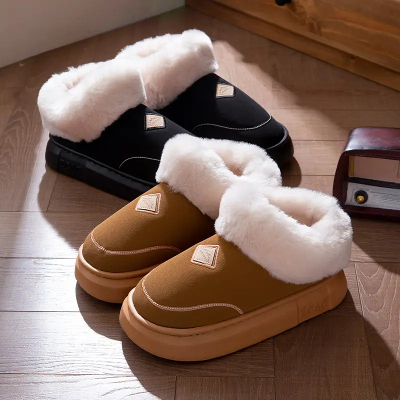 Thick-Soled Cotton Slippers for Women 2025 New Autumn and Winter Home High-Top Warm Plus Plush Bag Heel Cotton Shoes for Women to Wear Outside - Image 7