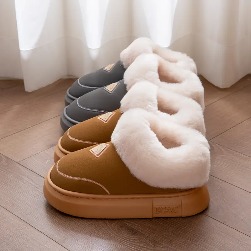Thick-Soled Cotton Slippers for Women 2025 New Autumn and Winter Home High-Top Warm Plus Plush Bag Heel Cotton Shoes for Women to Wear Outside - Image 8