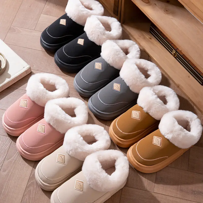 Thick-Soled Cotton Slippers for Women 2025 New Autumn and Winter Home High-Top Warm Plus Plush Bag Heel Cotton Shoes for Women to Wear Outside - Image 9