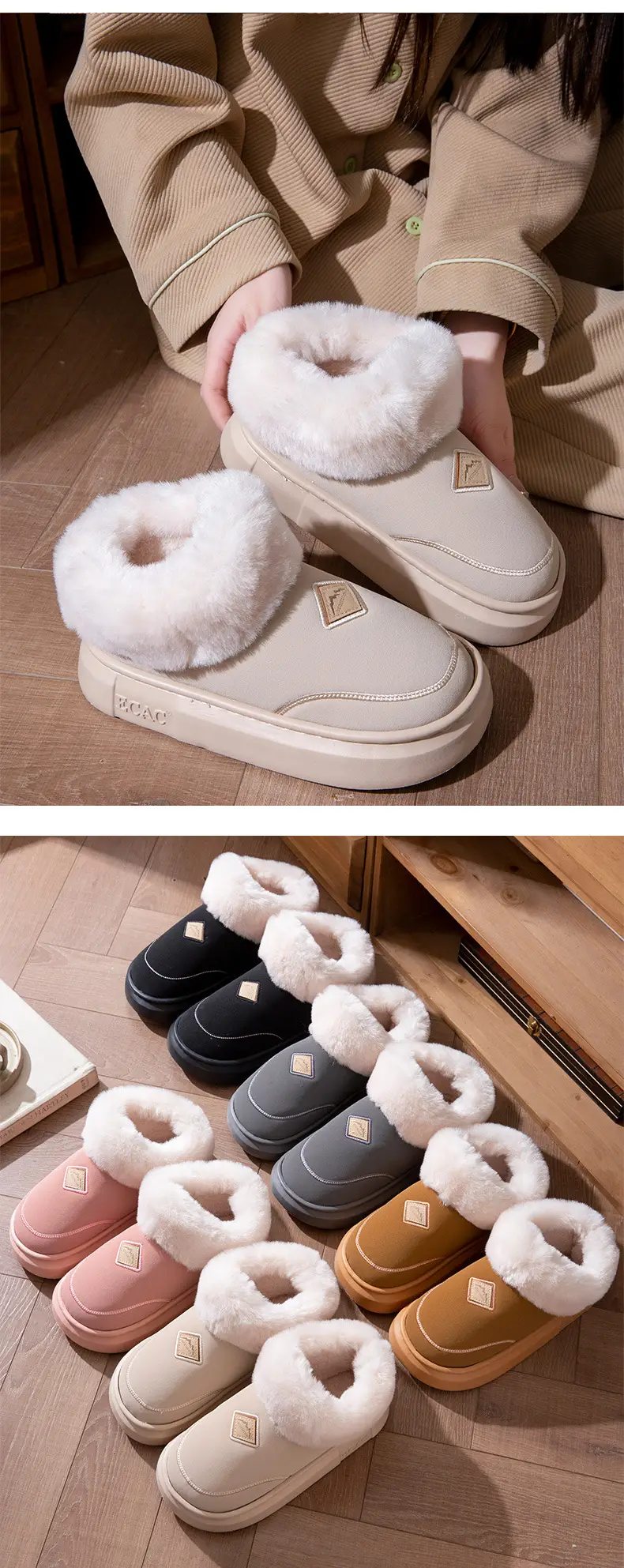 Thick-Soled Cotton Slippers for Women 2025 New Autumn and Winter Home High-Top Warm Plus Plush Bag Heel Cotton Shoes for Women to Wear Outside — feature 10
