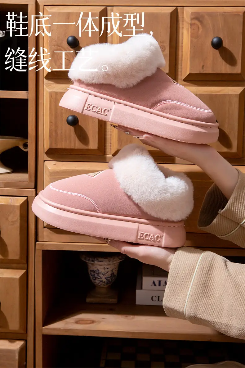 Thick-Soled Cotton Slippers for Women 2025 New Autumn and Winter Home High-Top Warm Plus Plush Bag Heel Cotton Shoes for Women to Wear Outside — feature 5