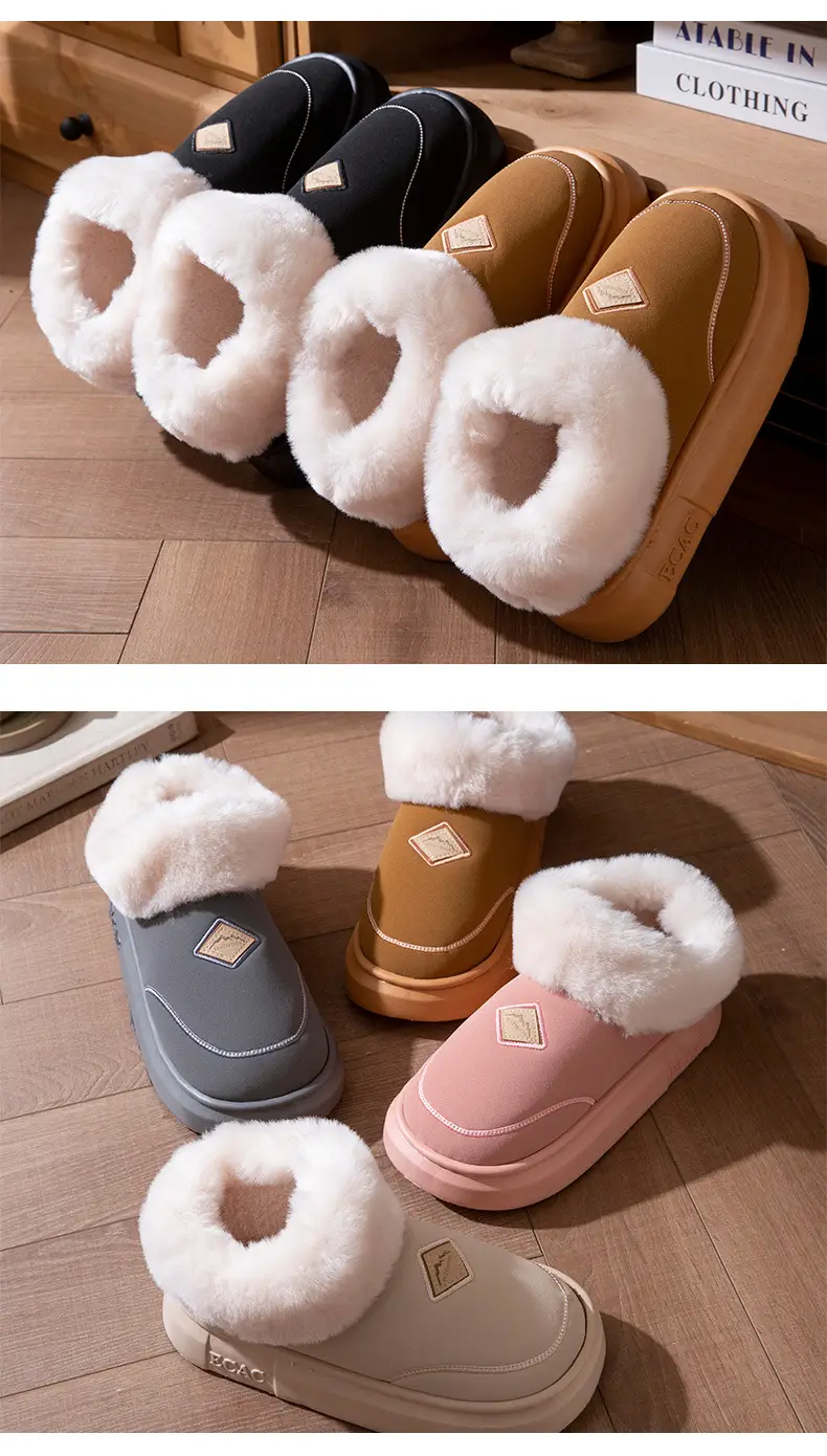 Thick-Soled Cotton Slippers for Women 2025 New Autumn and Winter Home High-Top Warm Plus Plush Bag Heel Cotton Shoes for Women to Wear Outside — feature 8