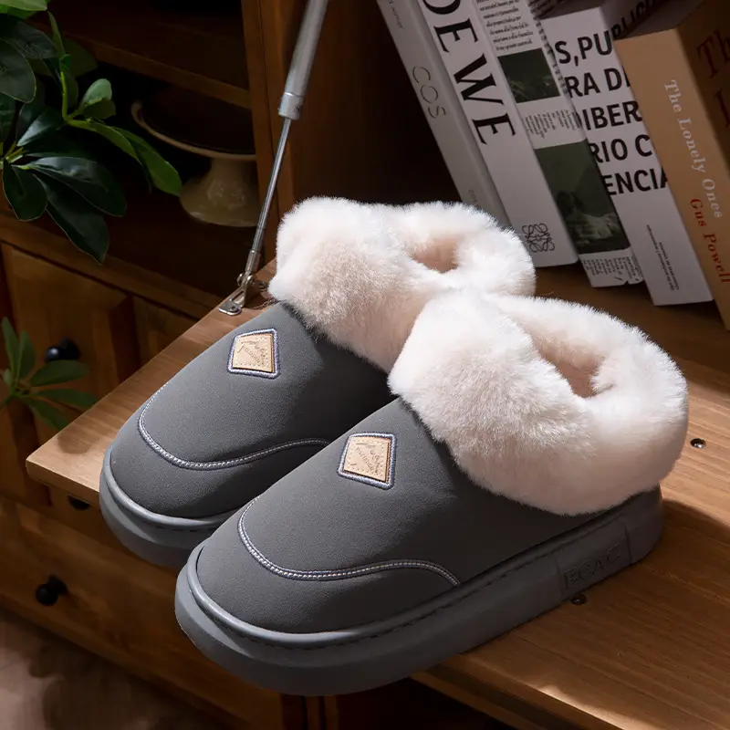 Thick-Soled Cotton Slippers for Women 2025 New Autumn and Winter Home High-Top Warm Plus Plush Bag Heel Cotton Shoes for Women to Wear Outside - Image 2
