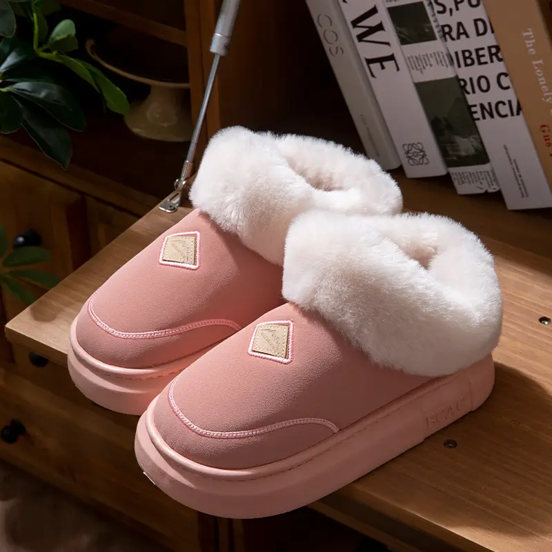 Thick-Soled Cotton Slippers for Women 2025 New Autumn and Winter Home High-Top Warm Plus Plush Bag Heel Cotton Shoes for Women to Wear Outside - Image 4