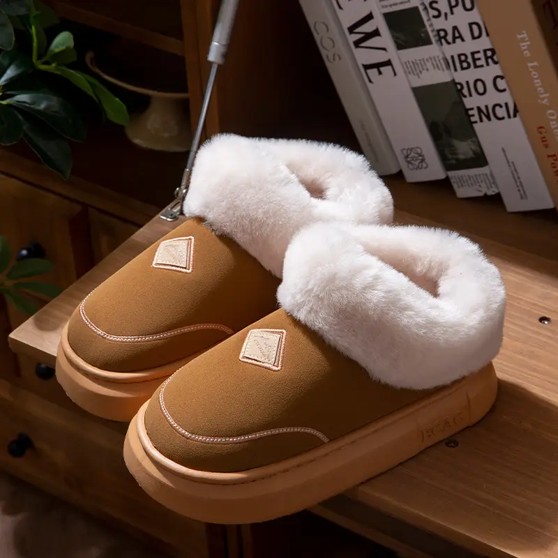 Thick-Soled Cotton Slippers for Women 2025 New Autumn and Winter Home High-Top Warm Plus Plush Bag Heel Cotton Shoes for Women to Wear Outside - Image 5