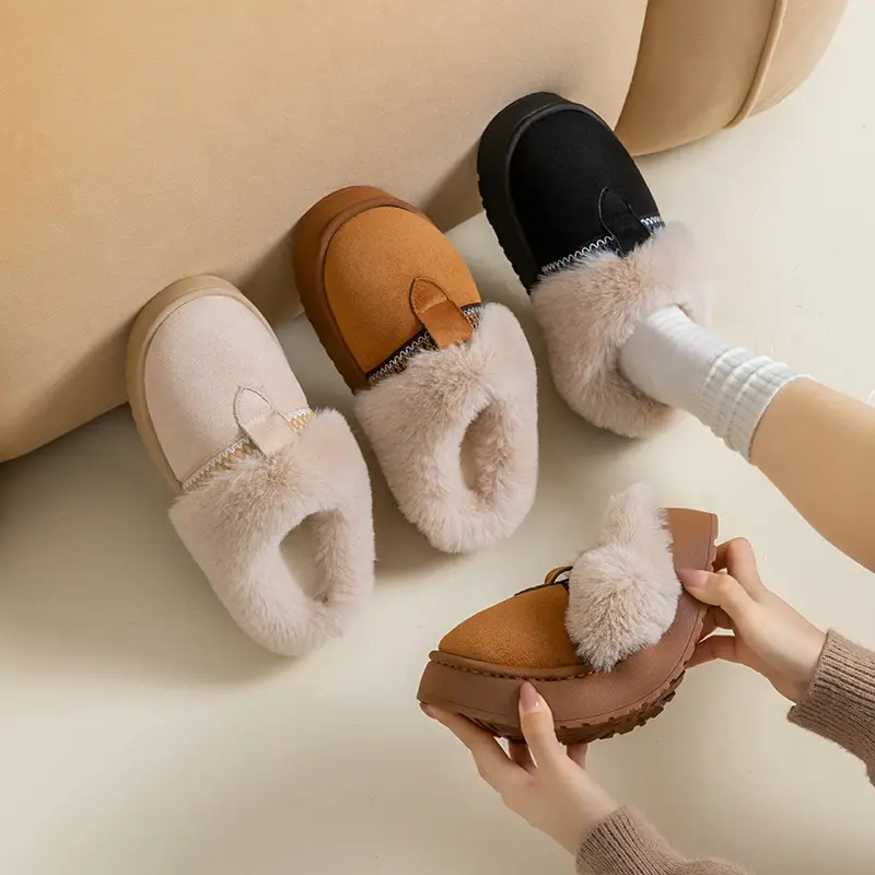 Cotton Slippers for Women Autumn and Winter 2025 New Indoor Home Thick-Soled Non-Slip Fleece-Lined Thickeneded Warm Furry Slippers - Image 8