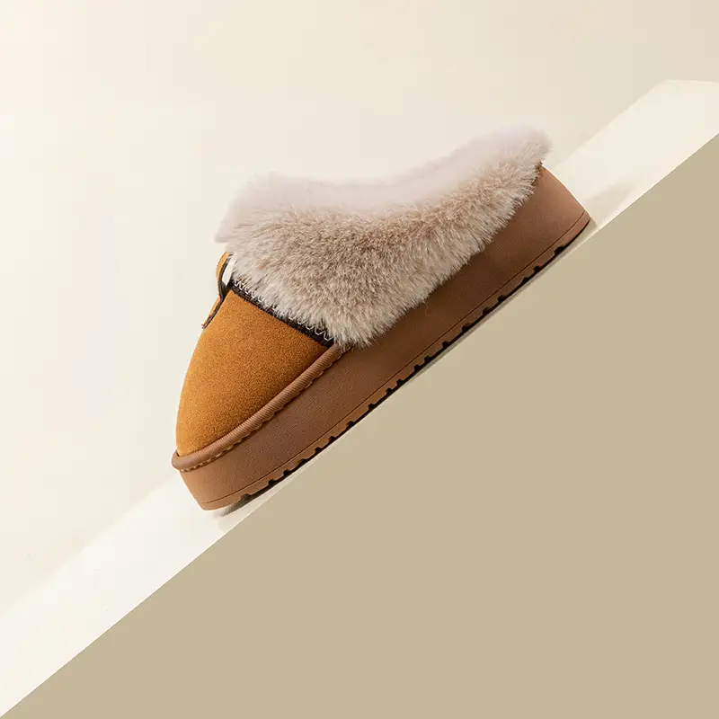 Cotton Slippers for Women Autumn and Winter 2025 New Indoor Home Thick-Soled Non-Slip Fleece-Lined Thickeneded Warm Furry Slippers - Image 9