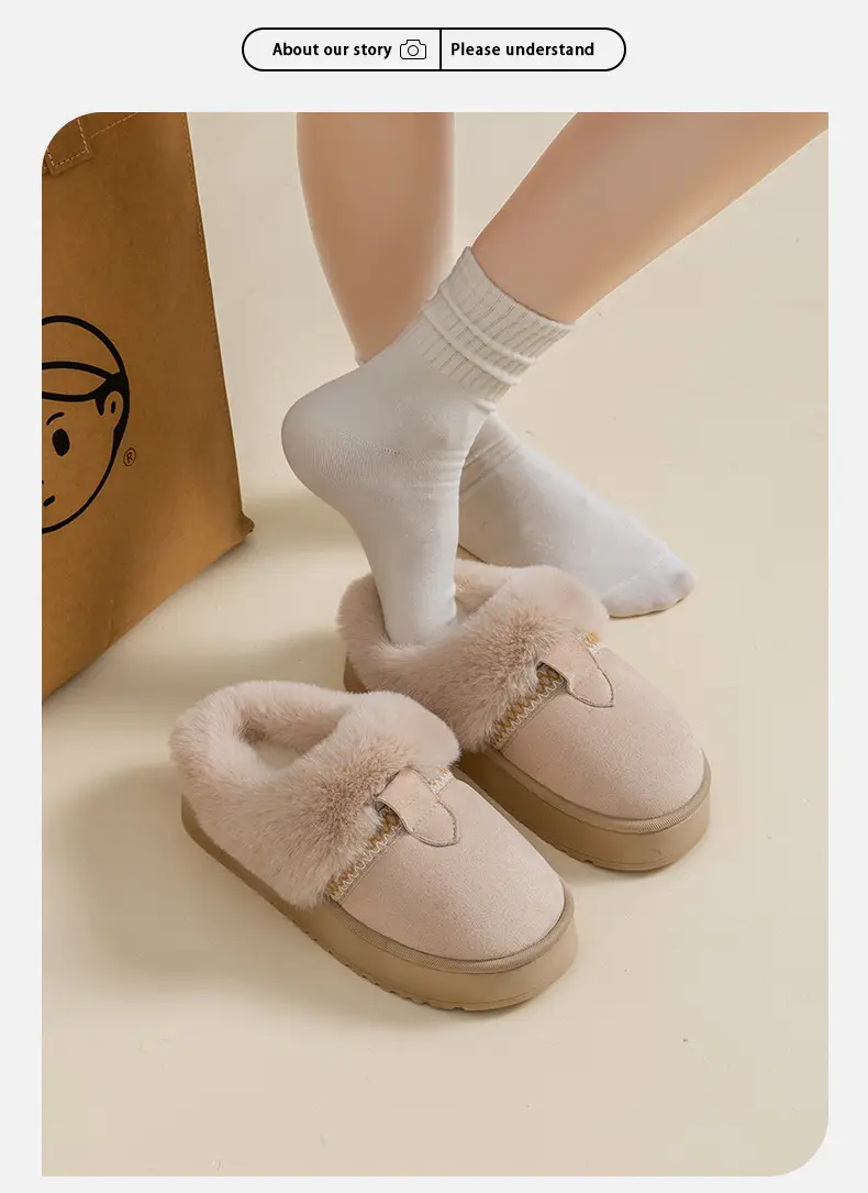 Cotton Slippers for Women Autumn and Winter 2025 New Indoor Home Thick-Soled Non-Slip Fleece-Lined Thickeneded Warm Furry Slippers — feature 13