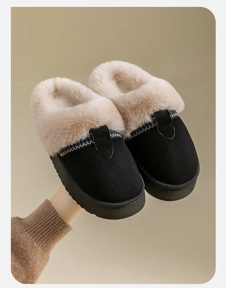 Cotton Slippers for Women Autumn and Winter 2025 New Indoor Home Thick-Soled Non-Slip Fleece-Lined Thickeneded Warm Furry Slippers — feature 14