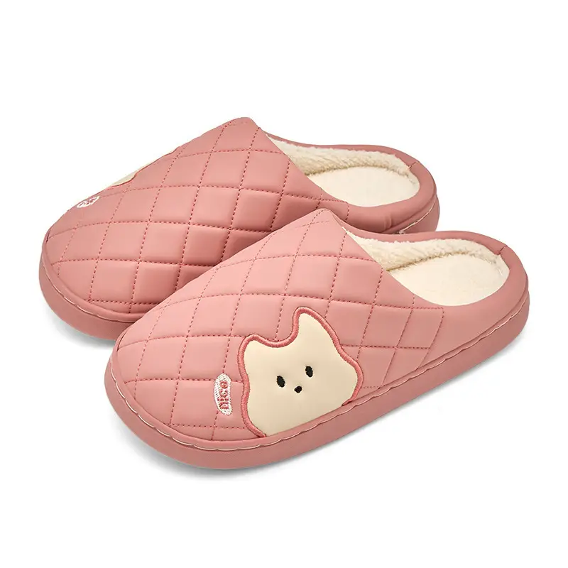 Women Waterproof Cotton Slippers Pink Autumn Winter 2025 - Image 9