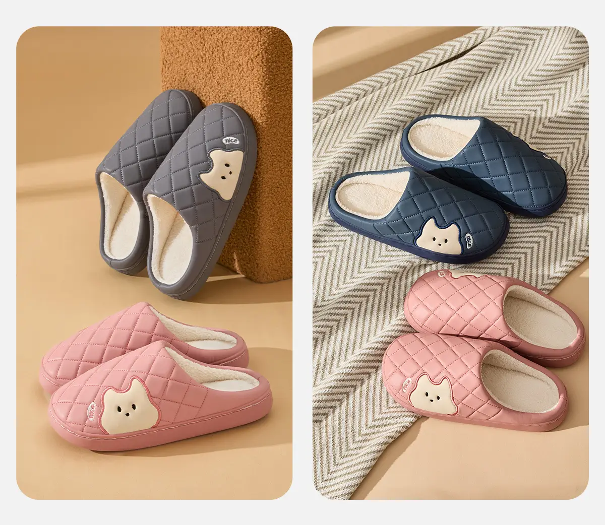 Women Waterproof Cotton Slippers Pink Autumn Winter 2025 — feature 15