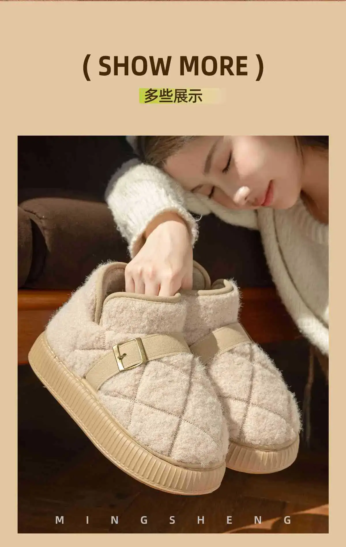 Women's Warm Grey Fleece Closed-Toe Shoes — feature 4