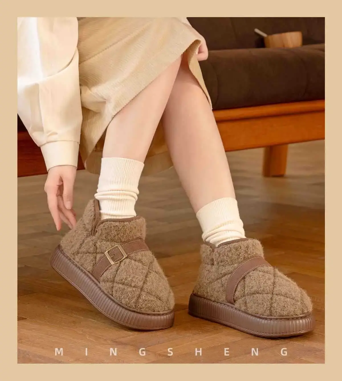 Women's Warm Grey Fleece Closed-Toe Shoes — feature 7