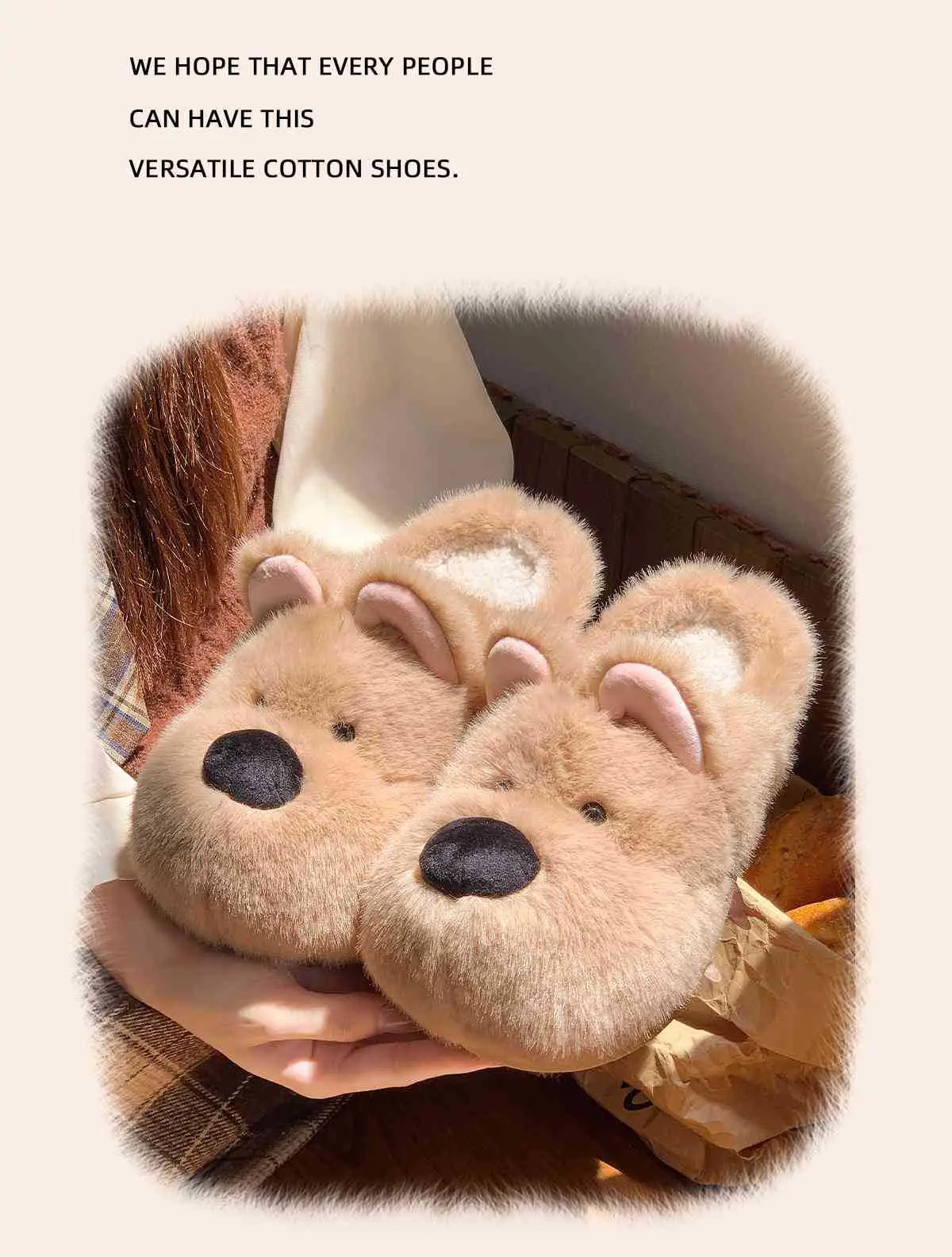 Cute Dog Fur Slippers for Women 2025 Winter Warm Anti-Slip — feature 8