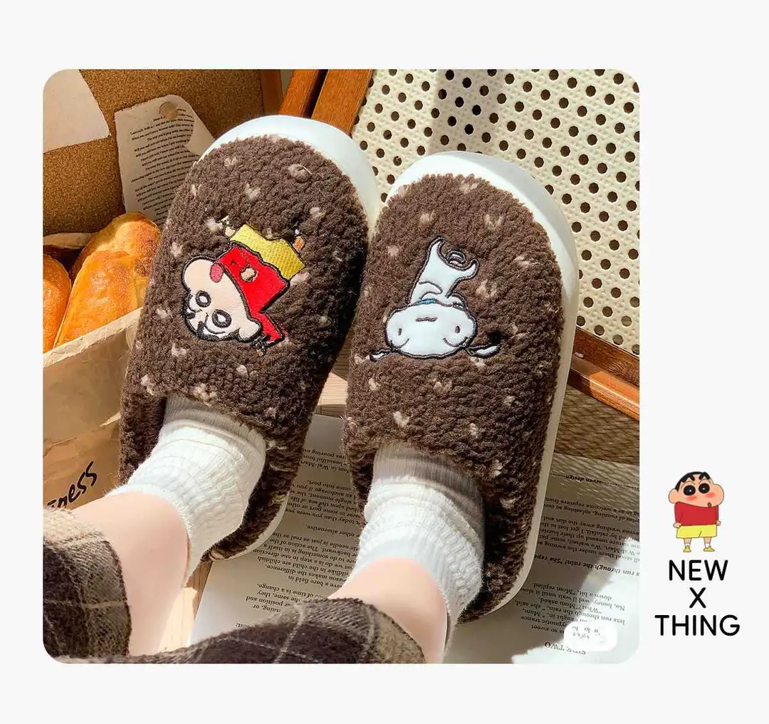 2025 New Genuine Authorized Crayon Shin-Chan Winter Warm Cotton Shoes with a Poop-Feeling Thick Sole for Women at Home — feature 9