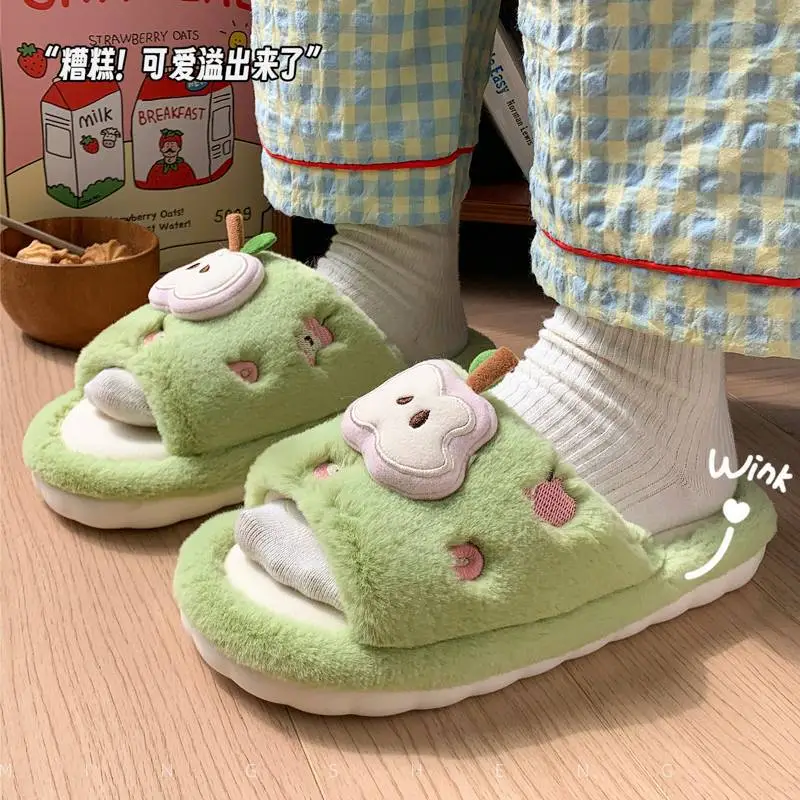 Women's Apple Design Cotton Slippers 2025 Warm Non-Slip