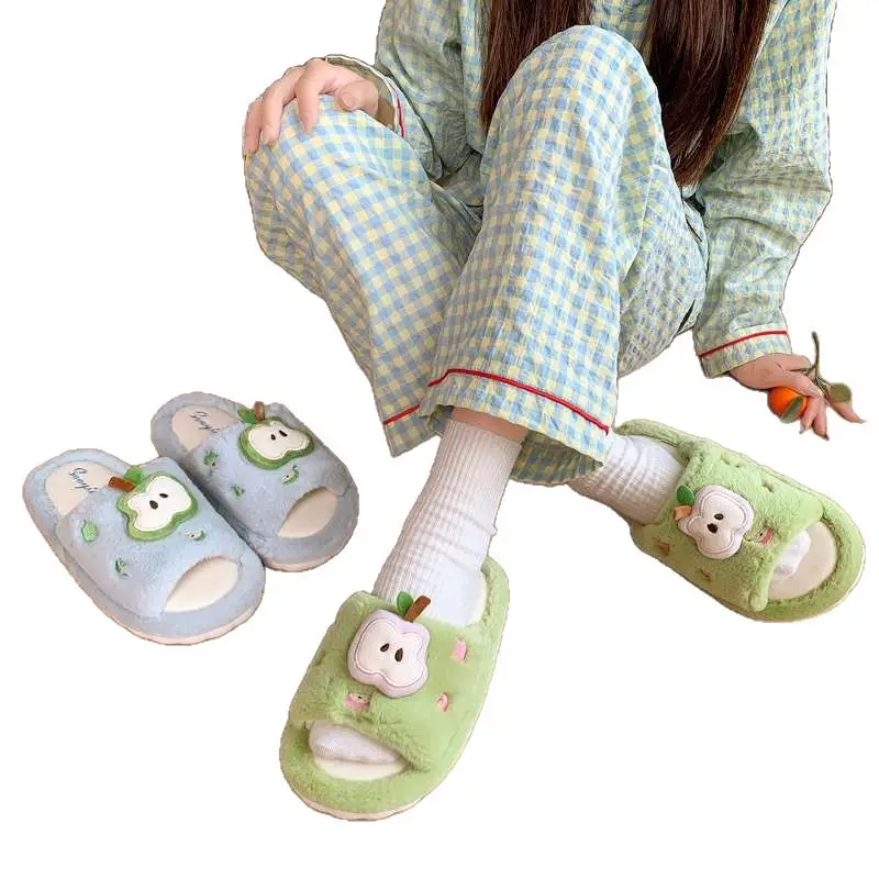 Women's Apple Design Cotton Slippers 2025 Warm Non-Slip