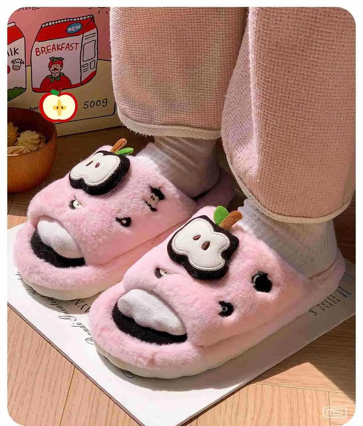 Women's Apple Design Cotton Slippers 2025 Warm Non-Slip — feature 5
