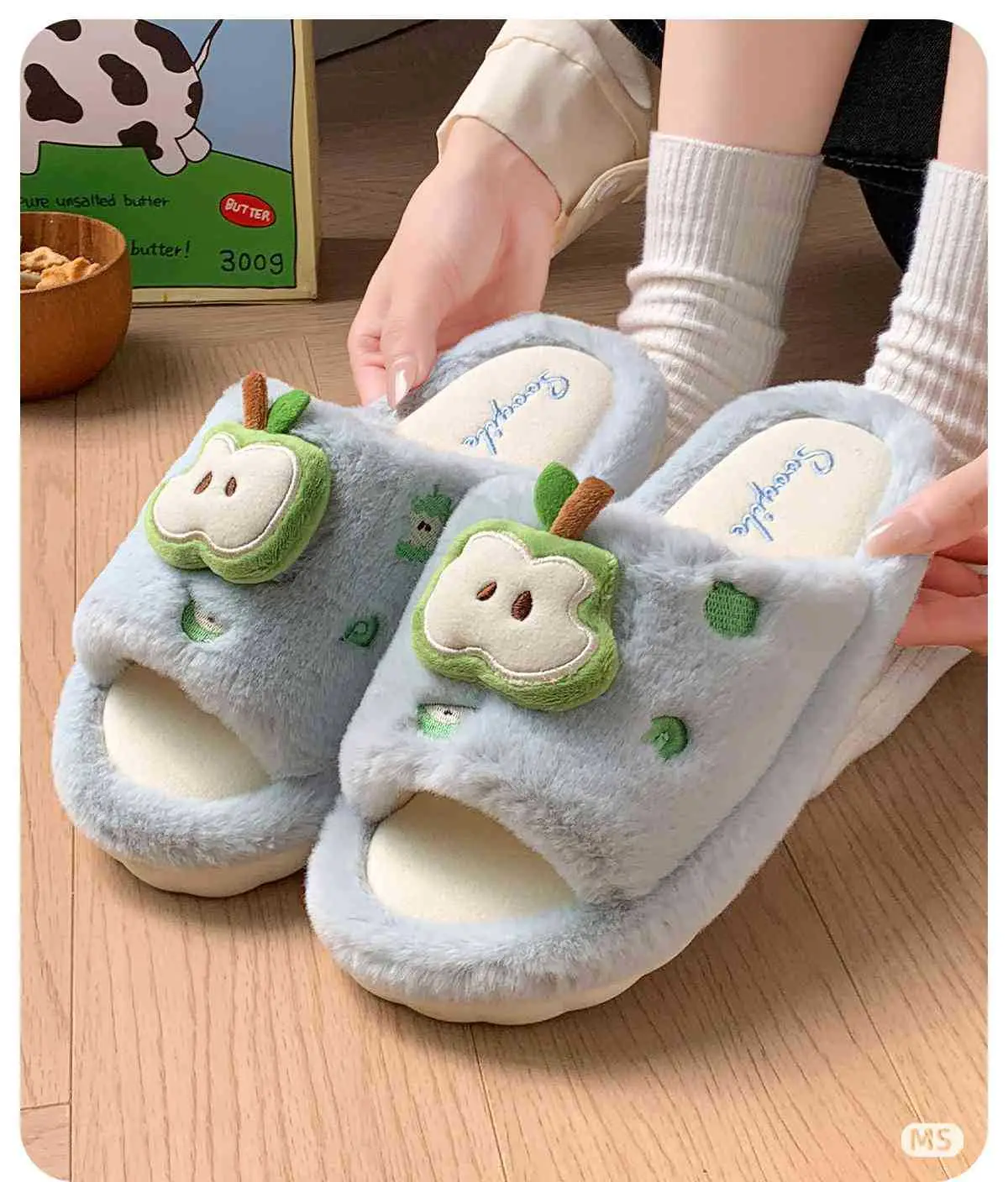 Women's Apple Design Cotton Slippers 2025 Warm Non-Slip — feature 6